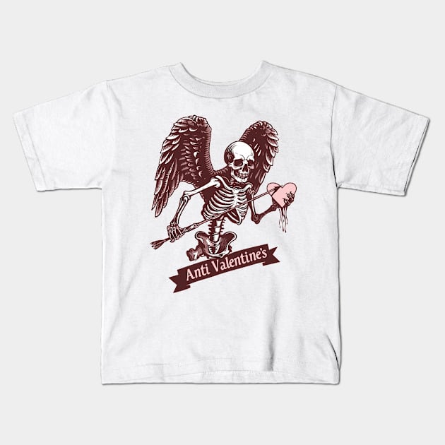 Anti Valentine's Vintage Skeleton Heart Tee Kids T-Shirt by YUED